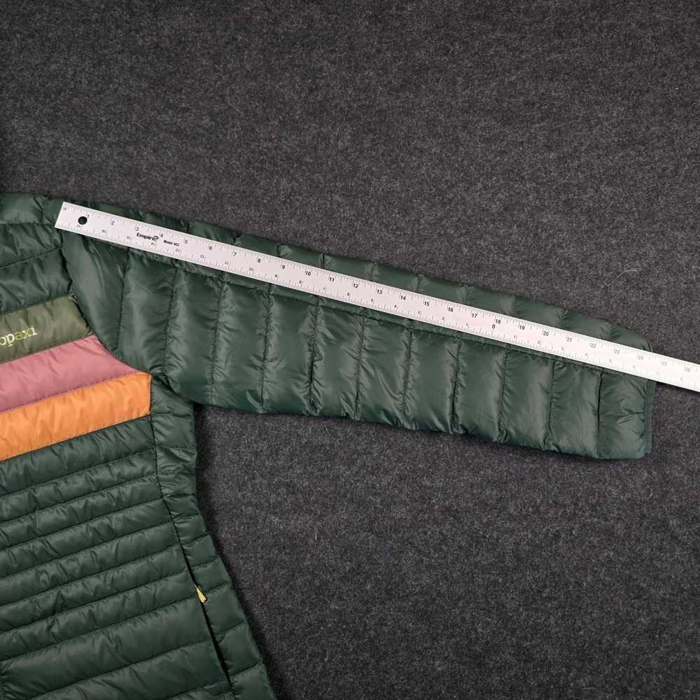 Cotopaxi Green Fuego Down Hooded Jacket Cargo Stripes 800 FP Colorblock Womens S - Picture 7 of 16